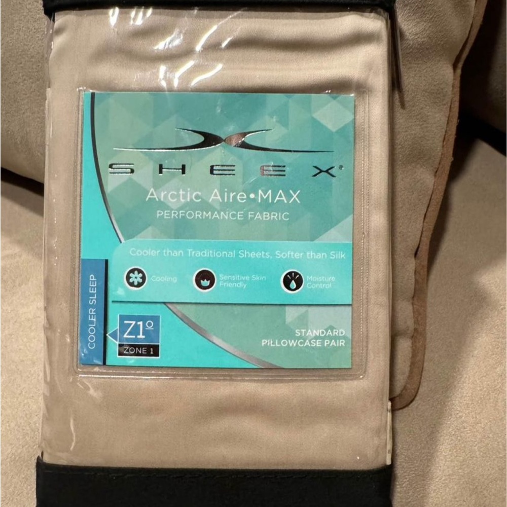 Sheex arctic aire max performance fabric standard pillowcases/taupe color